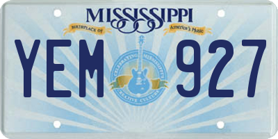 MS license plate YEM927