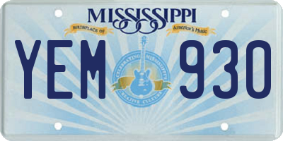 MS license plate YEM930