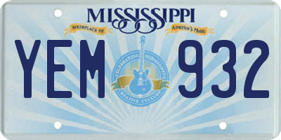 MS license plate YEM932