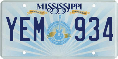 MS license plate YEM934