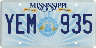 MS license plate YEM935