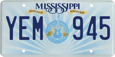MS license plate YEM945