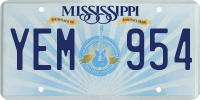 MS license plate YEM954