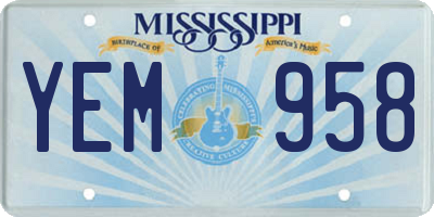 MS license plate YEM958