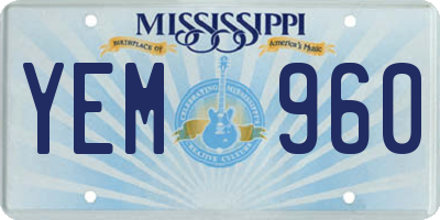 MS license plate YEM960