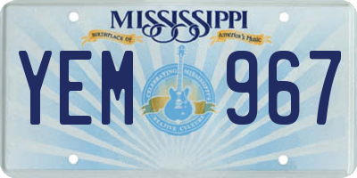 MS license plate YEM967