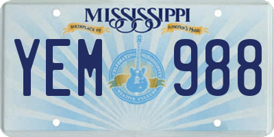 MS license plate YEM988