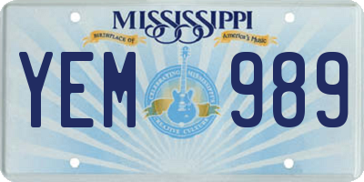 MS license plate YEM989