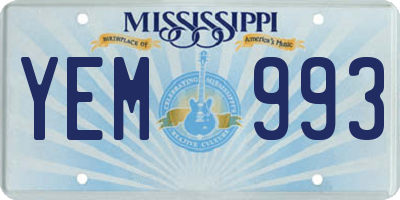 MS license plate YEM993