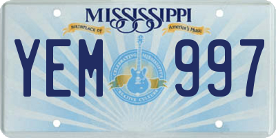 MS license plate YEM997