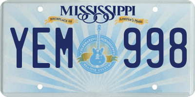MS license plate YEM998