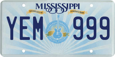 MS license plate YEM999