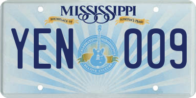 MS license plate YEN009