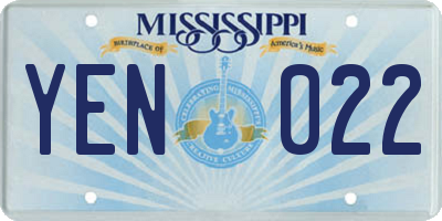 MS license plate YEN022