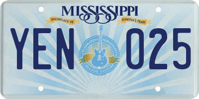 MS license plate YEN025