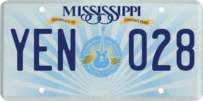MS license plate YEN028