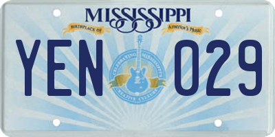 MS license plate YEN029
