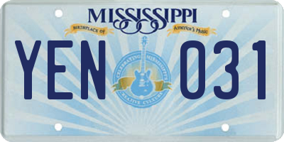 MS license plate YEN031
