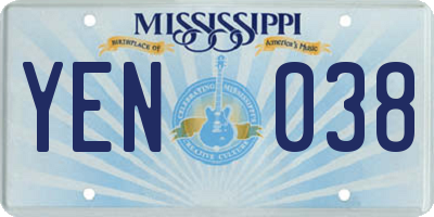 MS license plate YEN038