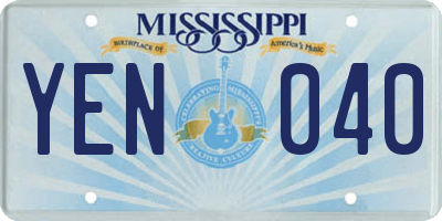 MS license plate YEN040