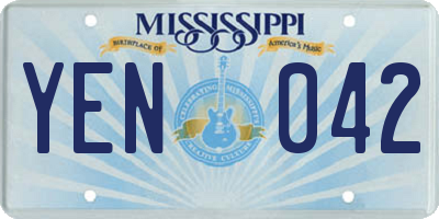 MS license plate YEN042