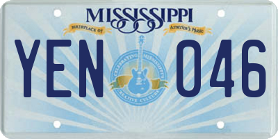 MS license plate YEN046