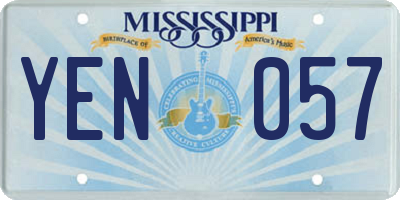 MS license plate YEN057