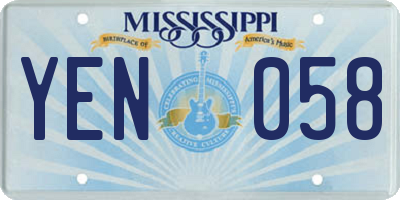 MS license plate YEN058