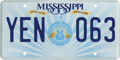 MS license plate YEN063