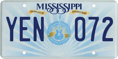 MS license plate YEN072