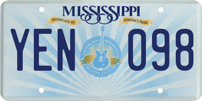 MS license plate YEN098