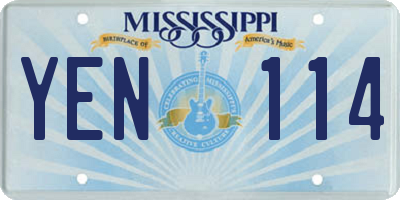 MS license plate YEN114