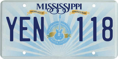 MS license plate YEN118