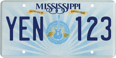 MS license plate YEN123