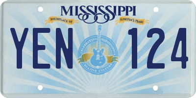 MS license plate YEN124
