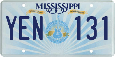 MS license plate YEN131
