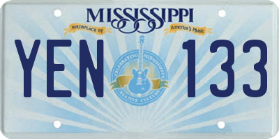 MS license plate YEN133