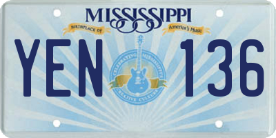 MS license plate YEN136