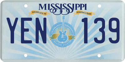 MS license plate YEN139