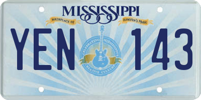 MS license plate YEN143