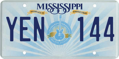 MS license plate YEN144
