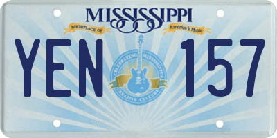 MS license plate YEN157