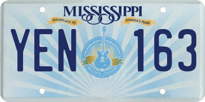 MS license plate YEN163