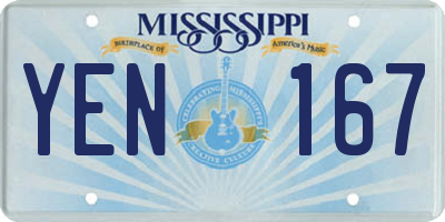 MS license plate YEN167