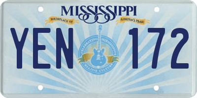 MS license plate YEN172