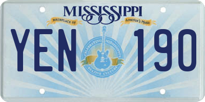 MS license plate YEN190