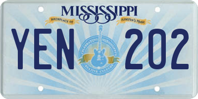 MS license plate YEN202