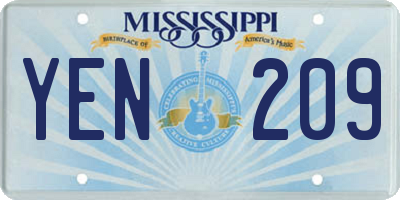 MS license plate YEN209