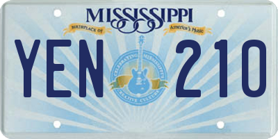 MS license plate YEN210