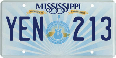 MS license plate YEN213